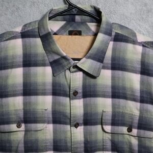 Overland‎ Shirt Mens 2XL Green Plaid Flannel Outdoor Gorpcore Long Sleeve Casual